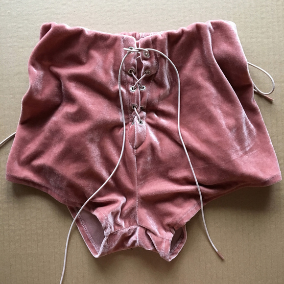 UNIF Pants - UNIF Mauve “Velvet Corset” high-waist shorts
